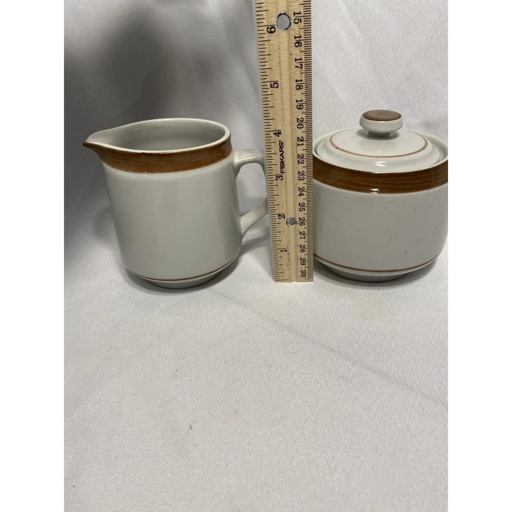 sand script stoneware creamer & sugar‎ set